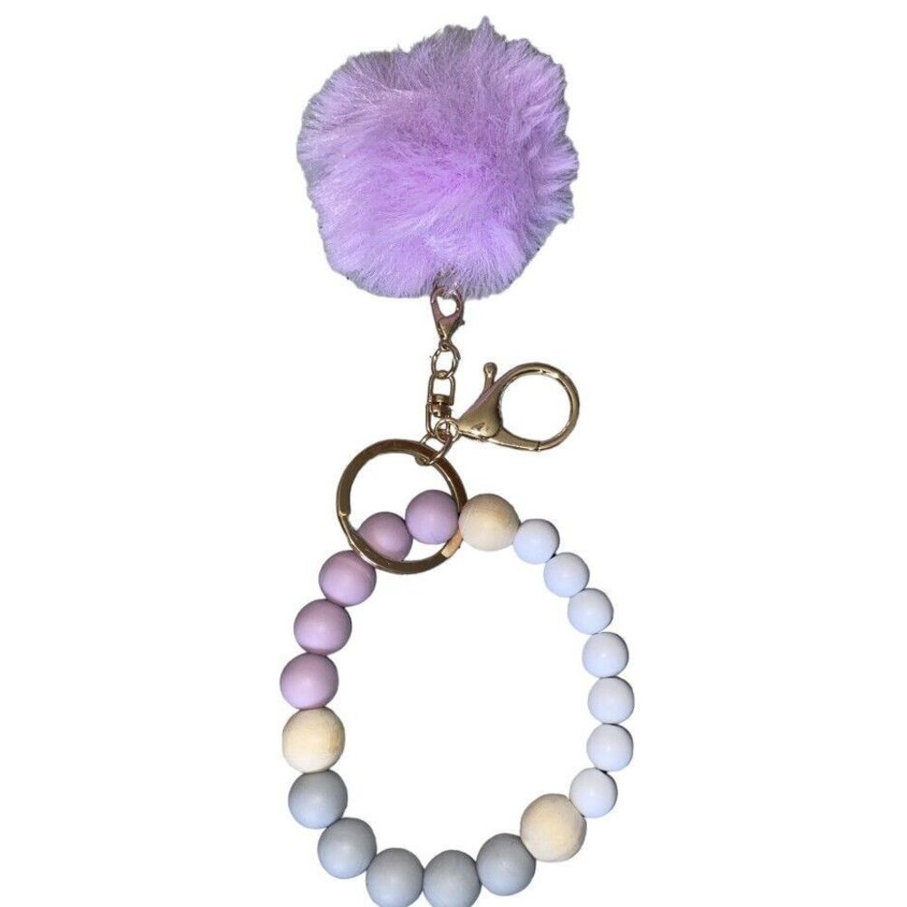 🎀2/$20🎀 Purple and Grey Silicone Beaded Keychain Wristlet